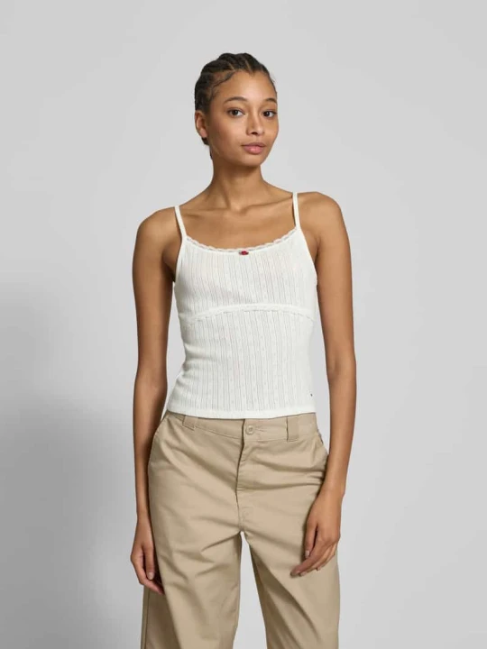 Zdjęcie produktu Top z imitacji dzianiny model ‘POINTELLE’ Tommy Jeans Écru