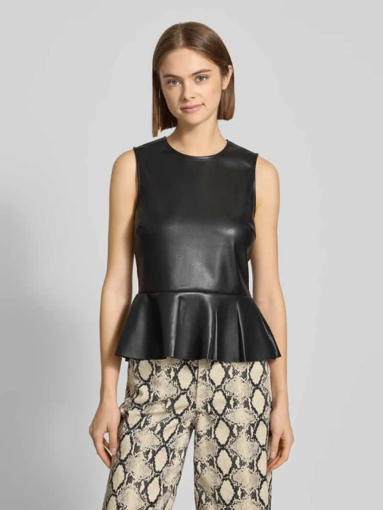 Zdjęcie produktu Top z imitacji skóry z guzikiem z tyłu Gina Tricot Czarny