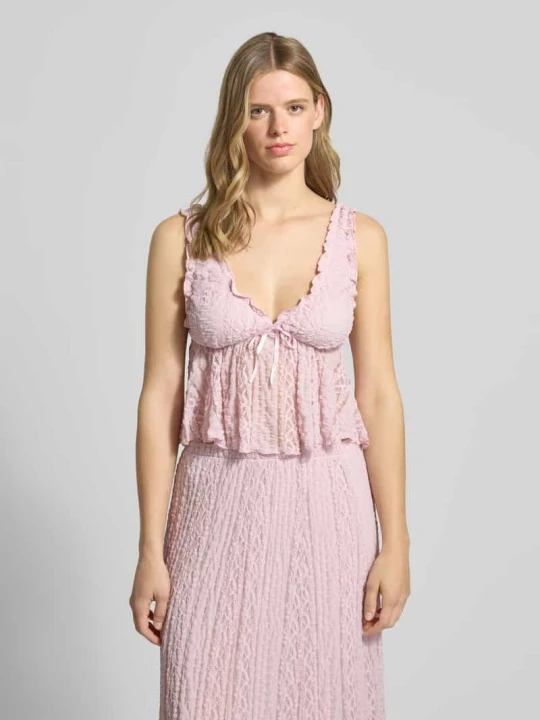 Zdjęcie produktu Top z koronki z wiązanym detalem Gina Tricot Jasnofioletowy