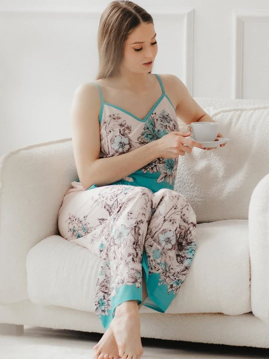 Zdjęcie produktu Top z mikrofibry z lazurowym wykończeniem - Riviera POUPEE AZURE
