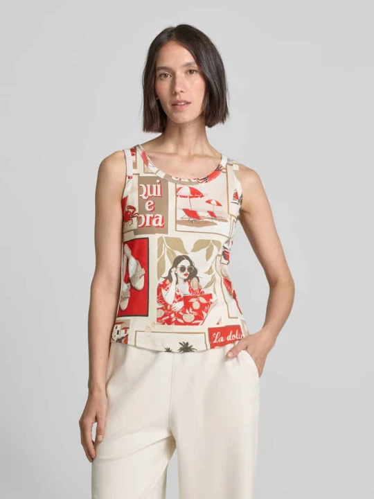 Zdjęcie produktu Top z nadrukami z motywem Monari Jasnoczerwony