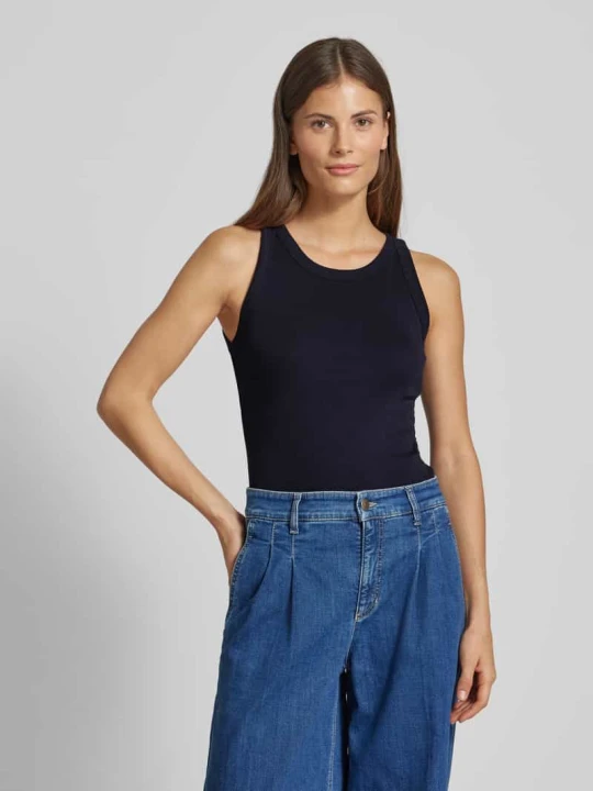 Zdjęcie produktu Top o kroju shaped fit z prążkowanego dżerseju z okrągłym dekoltem Marc O'Polo Granatowy