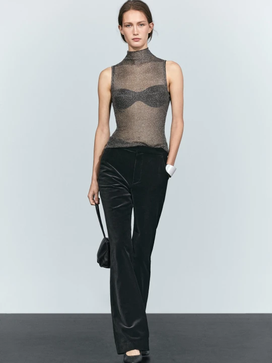 Zdjęcie produktu Top Z Półgolfem, Metaliczny Detal - Szary Antracytowy - Massimo Dutti - Female