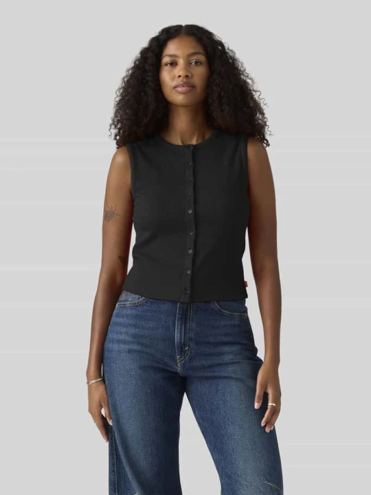 Zdjęcie produktu Top z prążkowanej dzianiny z listwą guzikową Levi's Antracytowy