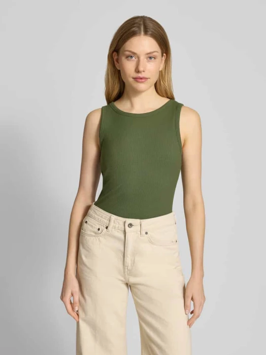 Zdjęcie produktu Top z prążkowanymi wykończeniami Oui Khaki
