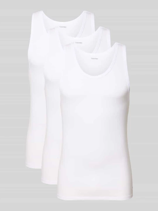 Zdjęcie produktu Top z prążkowanymi wykończeniami w zestawie 3 szt. Calvin Klein Biały