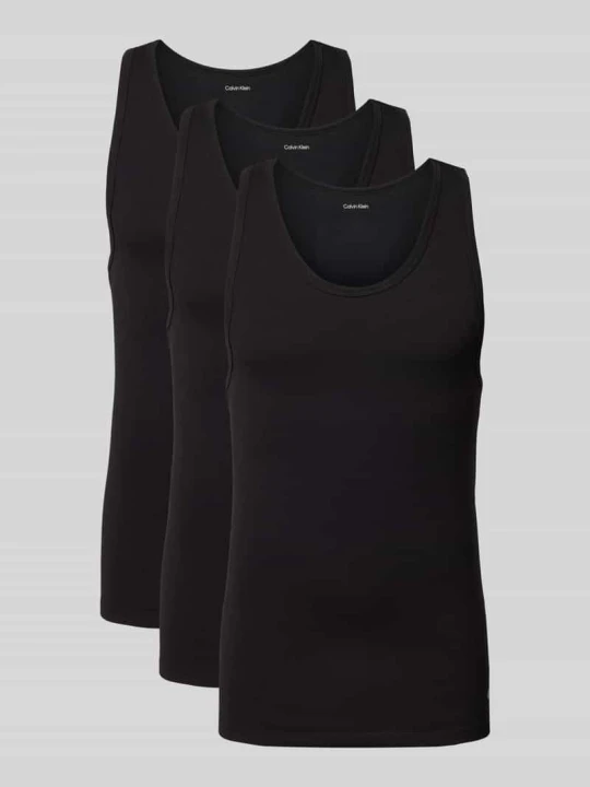 Zdjęcie produktu Top z prążkowanymi wykończeniami w zestawie 3 szt. Calvin Klein Czarny