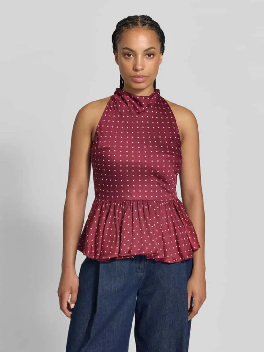 Zdjęcie produktu bluzka o kroju slim fit z baskinką ROTATE Bordowy