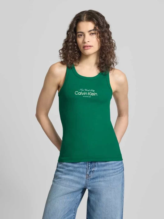 Zdjęcie produktu Top z Wyhaftowane logo model 'CONTOUR' Calvin Klein Jeans Ciemnozielony