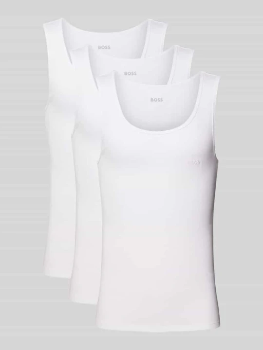 Zdjęcie produktu Top z wyhaftowanym logo w zestawie 3 szt. model ‘ONE’ Boss Biały