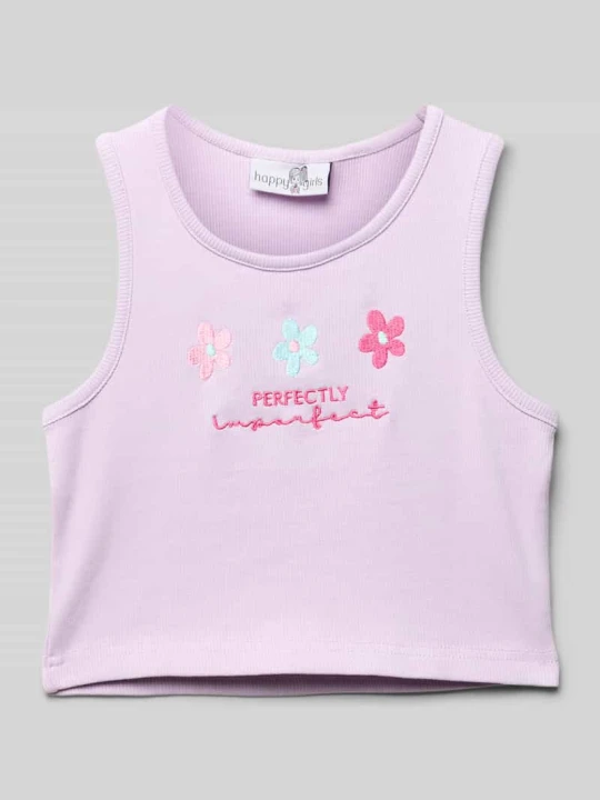 Zdjęcie produktu Top z wyhaftowanymi motywami Happy Girls Jasnofioletowy