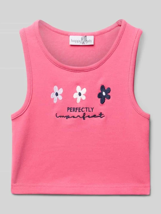 Zdjęcie produktu Top z wyhaftowanymi motywami Happy Girls Mocnoróżowy