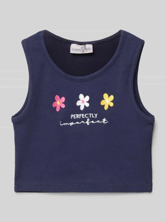 Zdjęcie produktu Top z wyhaftowanymi motywami Happy Girls Granatowy