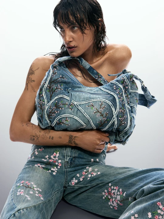Zdjęcie produktu torba denim z klamrami Desigual niebieski
