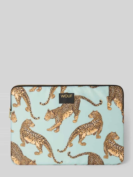 Zdjęcie produktu Torba na laptop z nadruk z motywem na całej powierzchni model 'Leopard' WOUF Miętowy