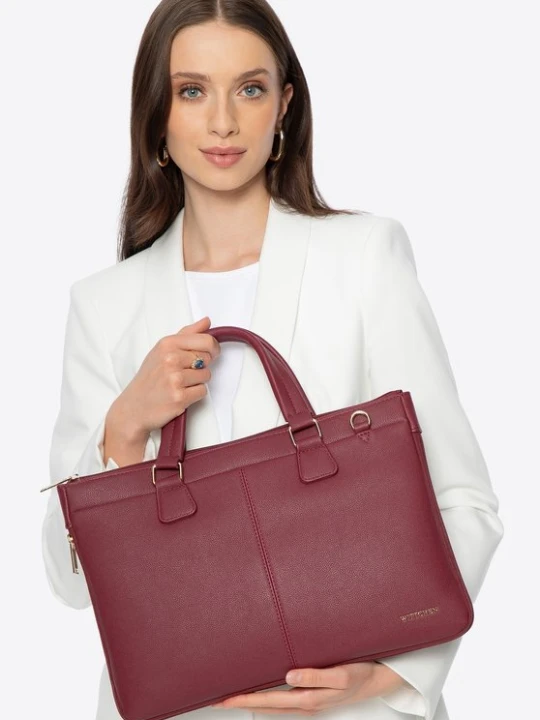 Zdjęcie produktu Torba na laptopa 14, 5” z imitacji skóry bordowa Wittchen