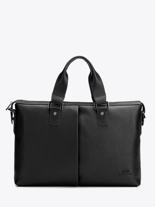 Zdjęcie produktu Torba na laptopa 15, 6” ze skóry naturalnej groszkowej czarna Wittchen