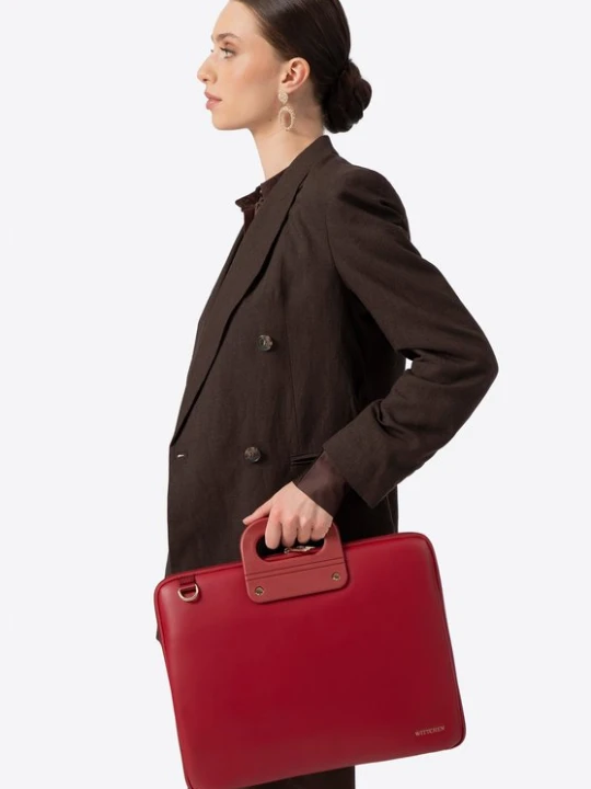 Zdjęcie produktu Torba na laptopa 15” z imitacji skóry czerwona Wittchen bordowy