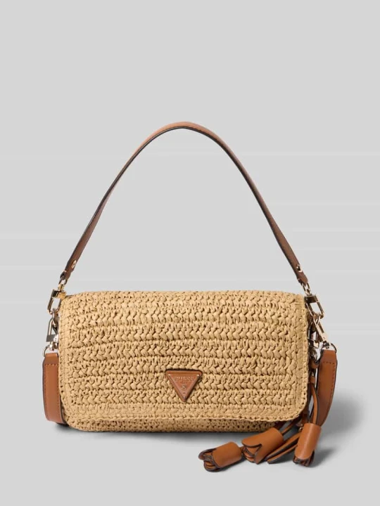 Zdjęcie produktu Torba na ramię w efekcie plecionki model 'OFELIA' Guess Koniakowy