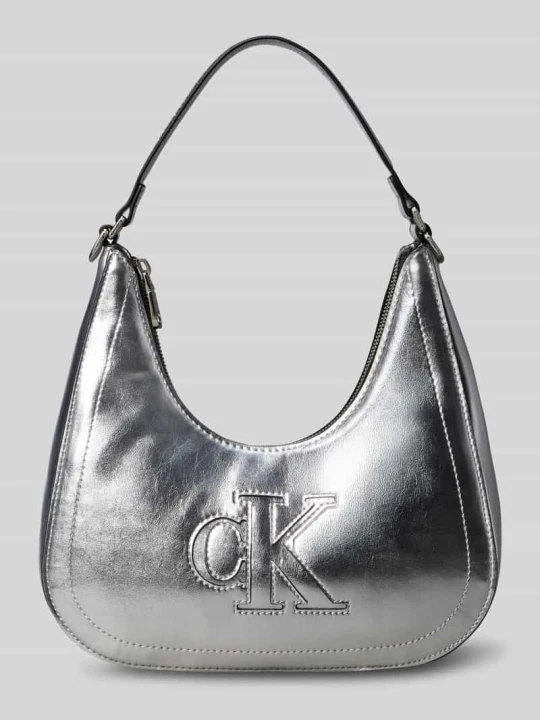Zdjęcie produktu Torba na ramię z detal z logo Calvin Klein Srebrny