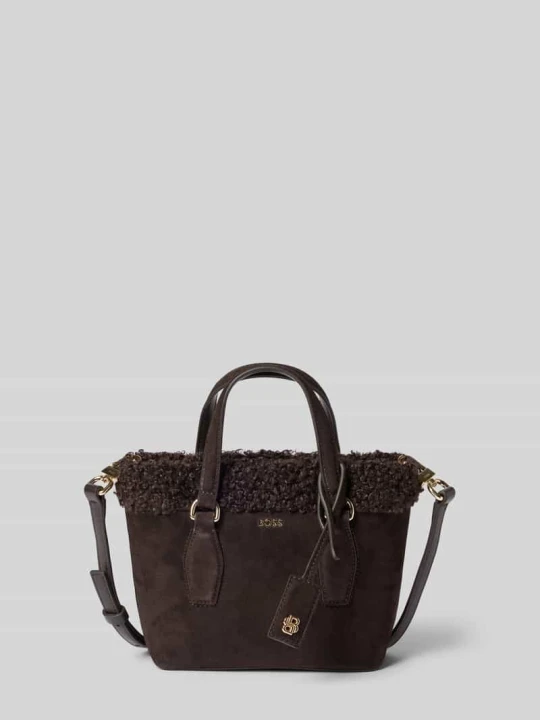 Zdjęcie produktu Torba na ramię z futerka model 'Sandy Mini Tote' Boss Ciemnobrązowy