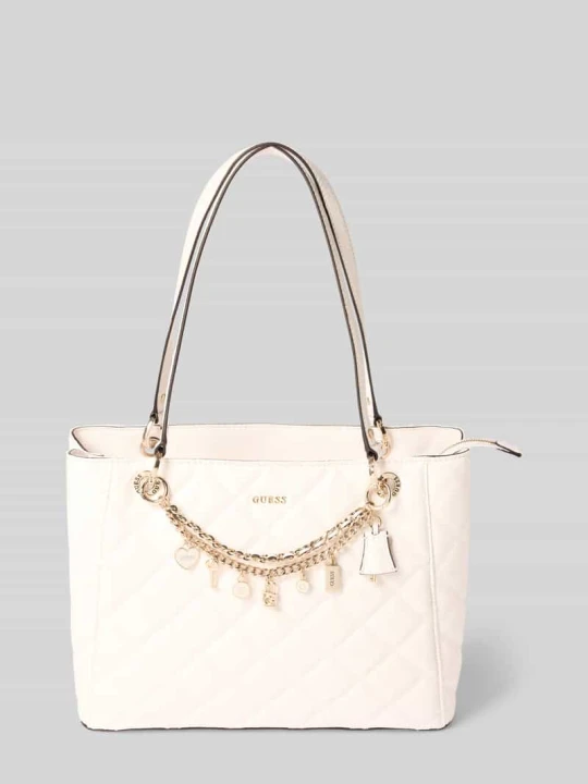 Zdjęcie produktu Torba na ramię z łańcuszki model 'LIBBY NOEL TOTE' Guess Złamany biały