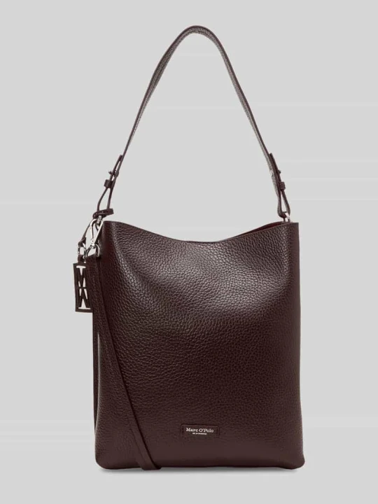 Zdjęcie produktu Torba na ramię z licowej skóry bydlęcej z detal z logo Marc O'Polo Średniobrązowy