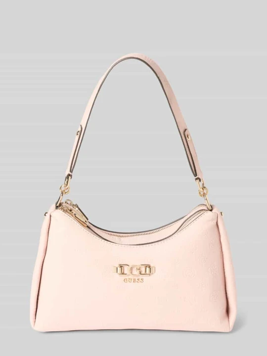 Zdjęcie produktu Torba na ramię z materiału skóropodobnego z detalem z logo model 'Anise' Guess Różowawy