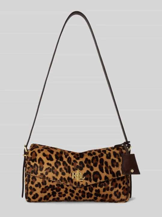 Zdjęcie produktu Torba na ramię z naturalnej skóry z cielęcej skóry Lauren Ralph Lauren Beżowy
