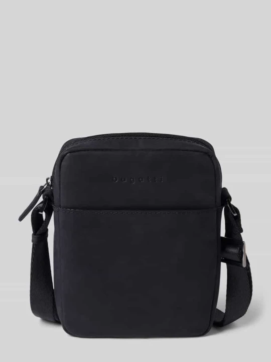 Zdjęcie produktu Torba na ramię z naturalnej skóry z detalem z logo model 'Luca' Bugatti czarny
