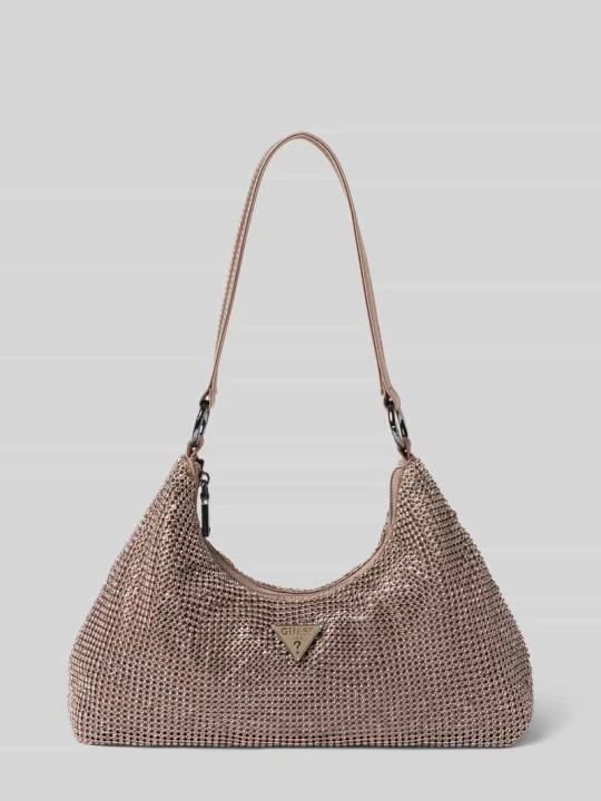 Zdjęcie produktu Torba na ramię z obszyciem kamieniami stras Guess Srebrny