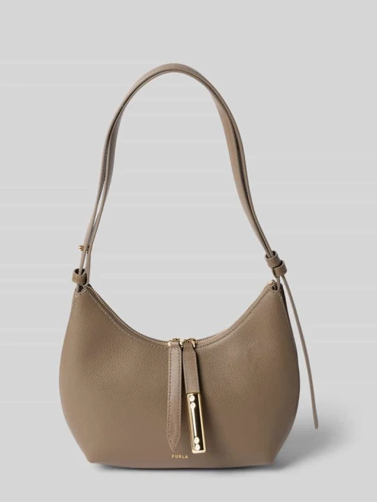 Zdjęcie produktu Torba na ramię z prawdziwej skóry z detal z logo model 'Goccia' Furla Średnioszary