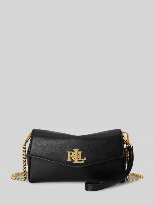 Zdjęcie produktu Torba na ramię z prawdziwej skóry z odpinanym łańcuszkiem do noszenia Lauren Ralph Lauren Czarny