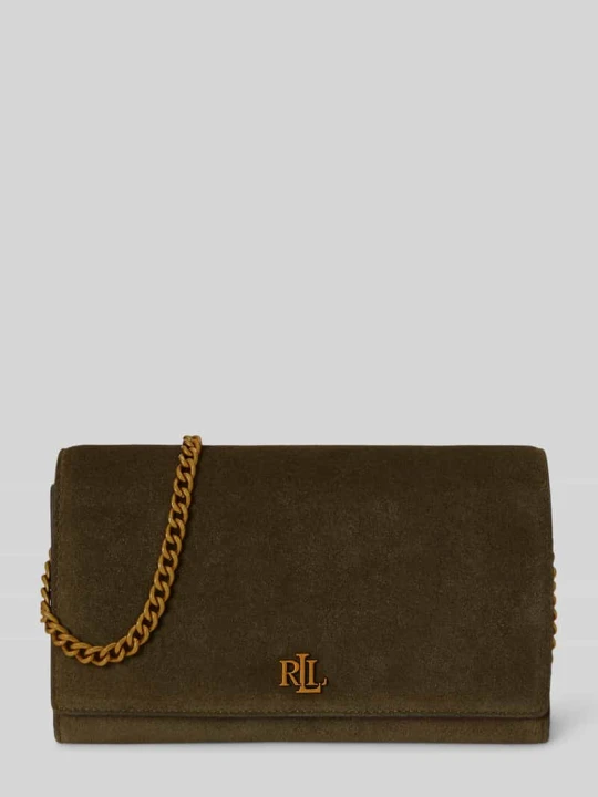 Zdjęcie produktu Torba na ramię z prawdziwej skóry z odpinanym łańcuszkiem na ramię Lauren Ralph Lauren Ciemnozielony