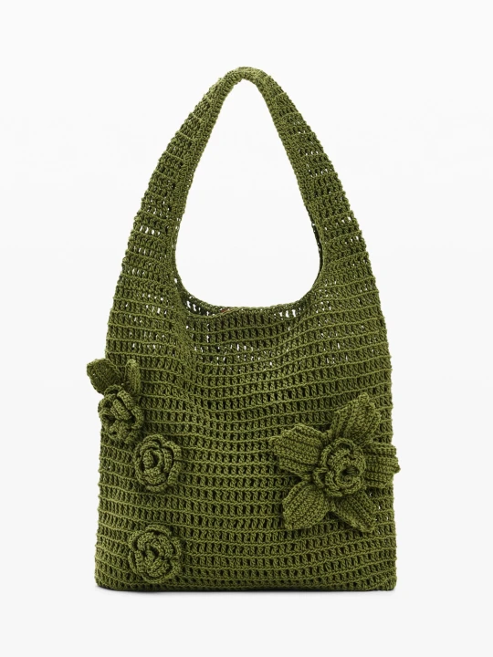 Zdjęcie produktu torba na szydełku w kwiaty Desigual zielony