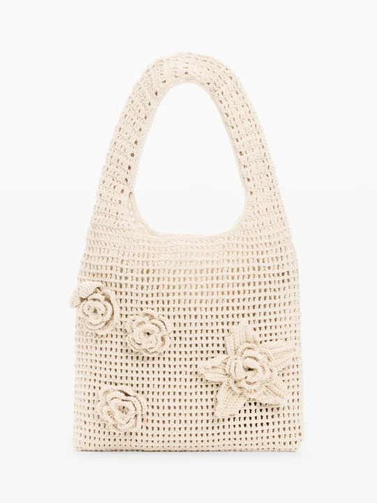 Zdjęcie produktu torba na szydełku w kwiaty Desigual biały