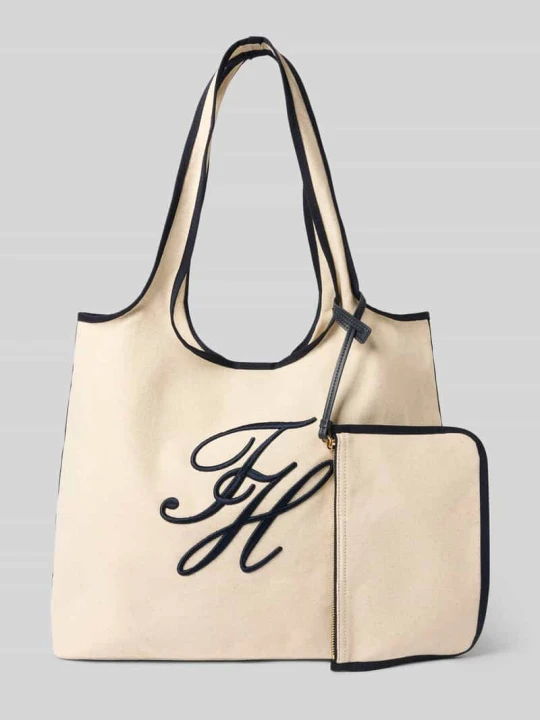 Zdjęcie produktu Torba plażowa z mieszanki bawełny i lnu Tommy Hilfiger Złamany biały