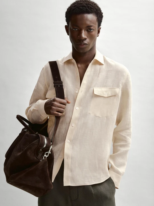 Zdjęcie produktu Torba Podróżna Z Zamszowej Skóry - Brązowy - Massimo Dutti - Male