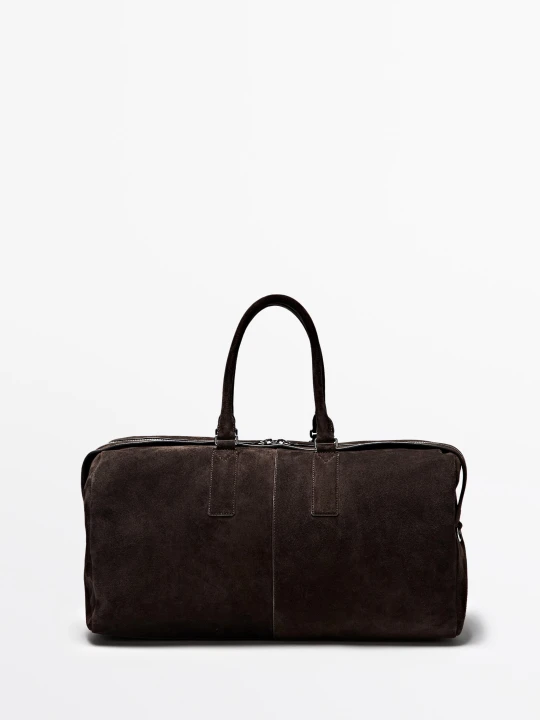 Zdjęcie produktu Torba Podróżna Z Zamszowej Skóry - Brązowy - Massimo Dutti - Male