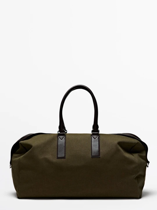 Zdjęcie produktu Torba Podróżna Ze Skóry Nappa - Khaki - Massimo Dutti - Male