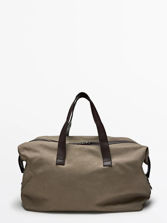Zdjęcie produktu Torba Podróżna Ze Skóry Nappa - Szarobrązowy - Massimo Dutti - Male