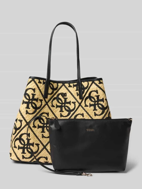 Zdjęcie produktu Torba shopper 2 w 1 z wzorem z logo model 'KIRSTEN LARGE' Guess Czarny