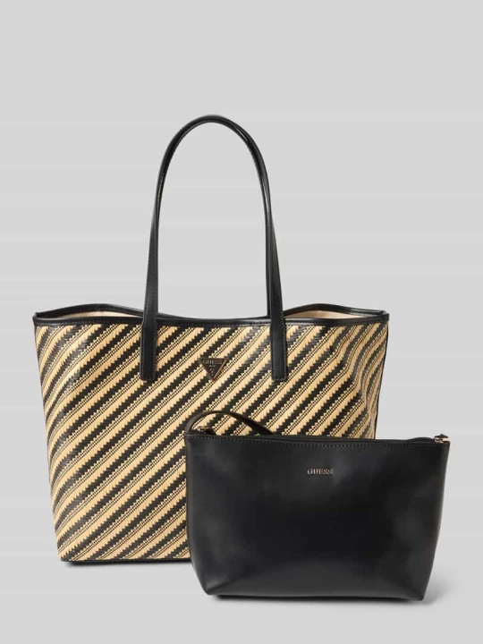 Zdjęcie produktu Torba shopper 2 w 1 z aplikacją z logo model ‘VIKKY II’ Guess Czarny