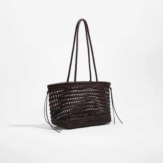 Zdjęcie produktu Torba shopper duża pleciona skóra ciemnobrązowa BIMBA Y LOLA DARK BROWN