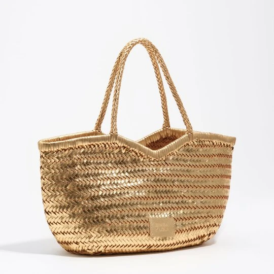 Zdjęcie produktu Torba shopper duża pleciona skóra złota BIMBA Y LOLA