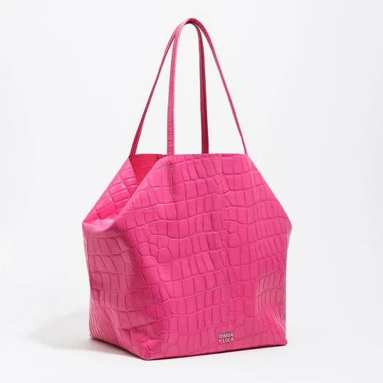 Zdjęcie produktu Torba shopper duża skóra tłoczony wzór krokodyla fuksja BIMBA Y LOLA FUCHSIA