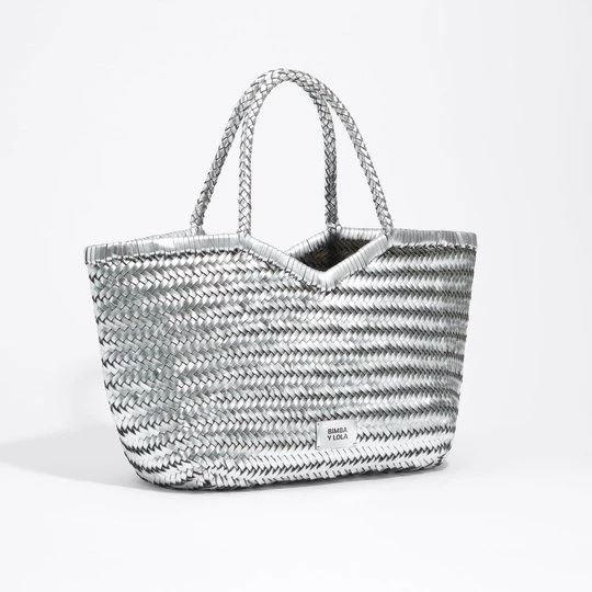 Zdjęcie produktu Torba shopper duża skóra pleciona srebrna BIMBA Y LOLA