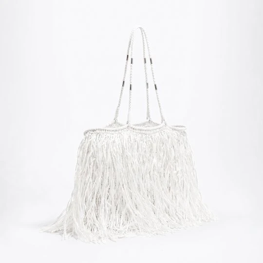 Zdjęcie produktu Torba shopper duża sztuczna rafia biała BIMBA Y LOLA