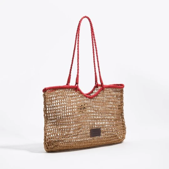 Zdjęcie produktu Torba shopper duża sztuczna rafia ciemny odcień BIMBA Y LOLA DARK NATURAL