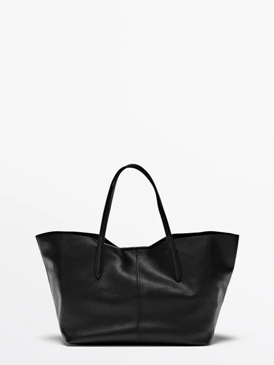 Zdjęcie produktu Torba Shopper Medium Ze Skóry Nappa - Czarny - Massimo Dutti - Female